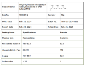 Lutanol M40 (70% in Ethanol) Poly(vinyl methyl ether)